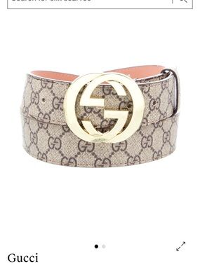 Gucci Beige GG Supreme Canvas Belt with Gold Double G Buckle